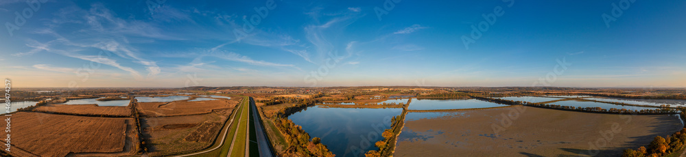 Panoramic view of the nature reserve near Lubomia in Poland. Drone photography