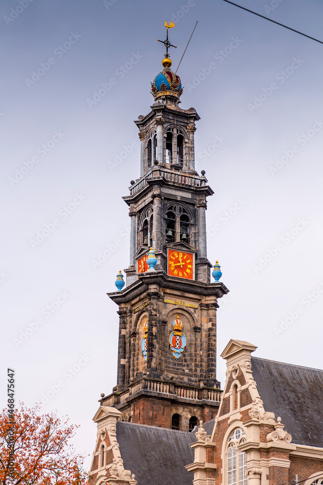 The Westerkerk, a Reformed church within Dutch Protestant Calvinism in Amsterdam, Netherlands.