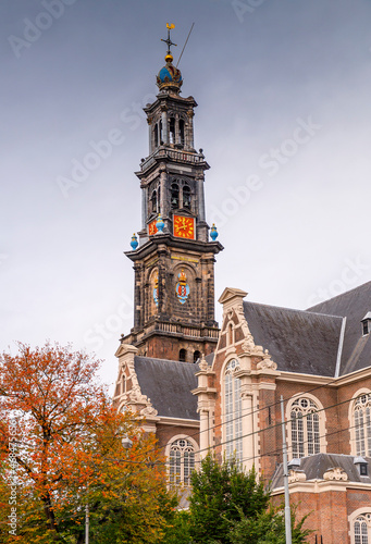 The Westerkerk, a Reformed church within Dutch Protestant Calvinism in Amsterdam, Netherlands.
