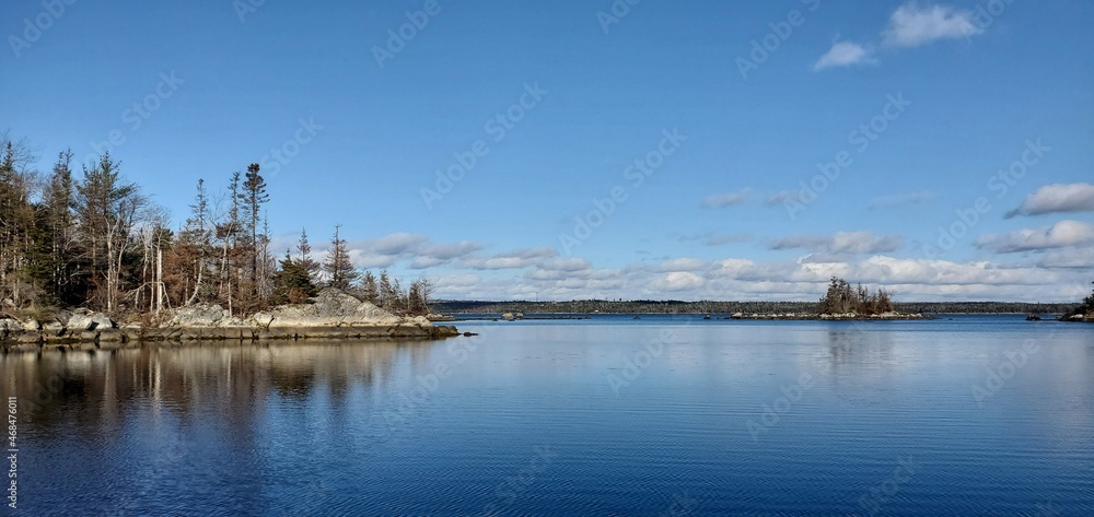 Canadian tidal salt water lake/marsh. beautiful blue sky and warm weather 