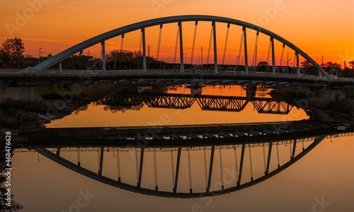 Sunset on St Bridge in Columbus Ohio