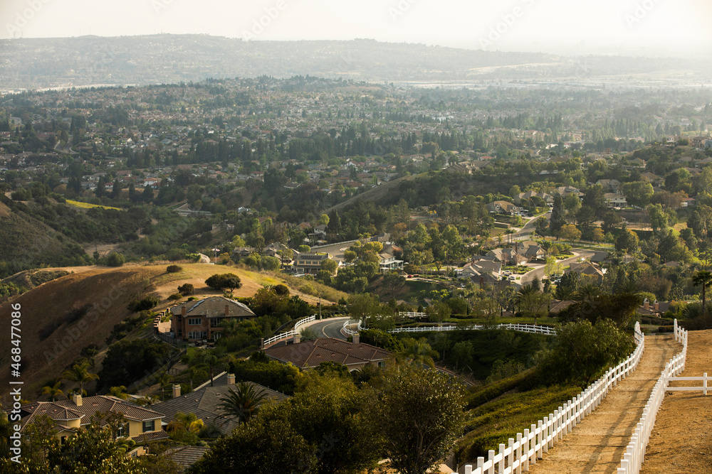 Daytime view of a neighborhood in Yorba Linda, California, USA.