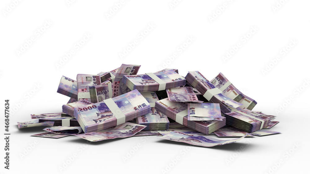 3D Stack of 1000 Taiwan dollar notes 3D Stack of 1000 Taiwan dollar notes