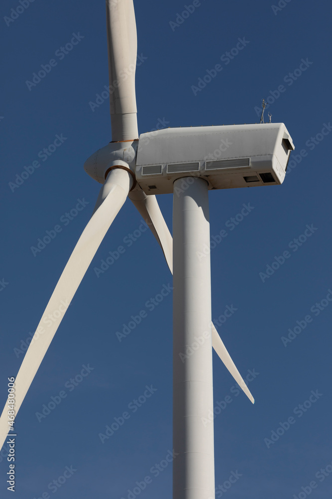Wind turbine, producing renewable energy, in the municipality of Rueda de Jalon, Valdejalon region, Zaragoza province, Aragon, Spain Wind turbine, producing renewable energy, in the municipality of Rueda de Jalon, Valdejalon region, Zaragoza province, Aragon, Spain