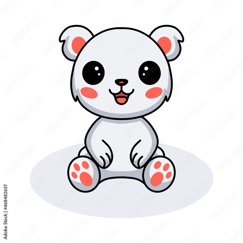 Cute little polar bear cartoon sitting Cute little polar bear cartoon sitting