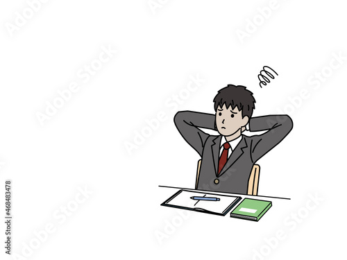 勉強がはかどらない学生　男の子　生徒　中高生　中学生　高校生　退屈　つまらない　