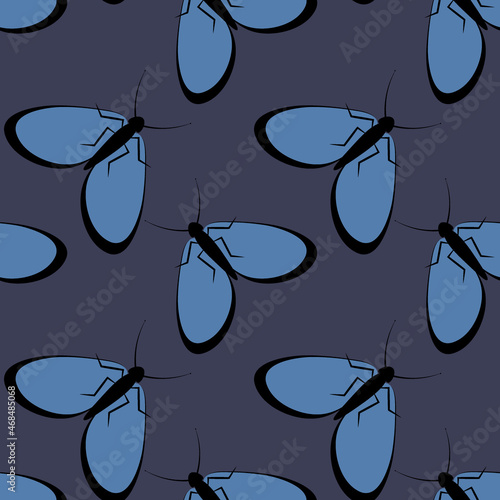 Illustration on a square background - stylized moths - graphics. Summer, insects, unbearable ease of life