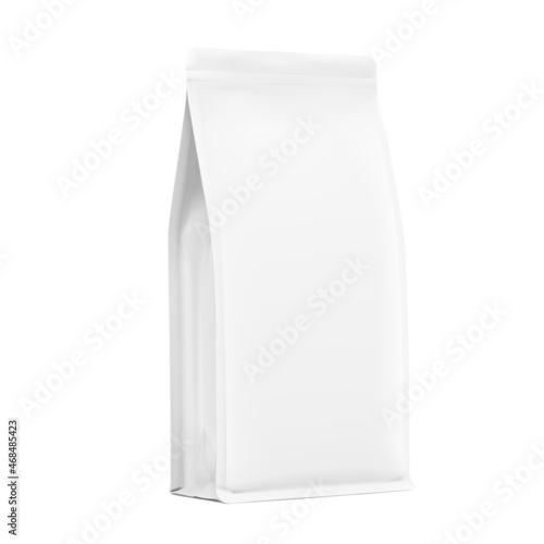 Realistic vertical bag mockup isolated on white background. Perspective view. Vector illustration. Can be use for your design, presentation, promo, ad. EPS 10.	