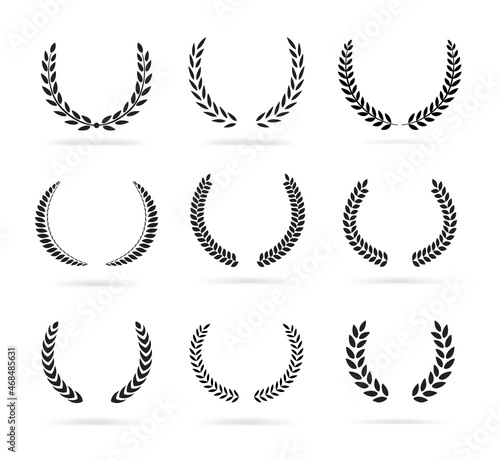 Set of black laurel wreaths isolated on white background. Vector illustration ready and simple to use for your design. EPS10.