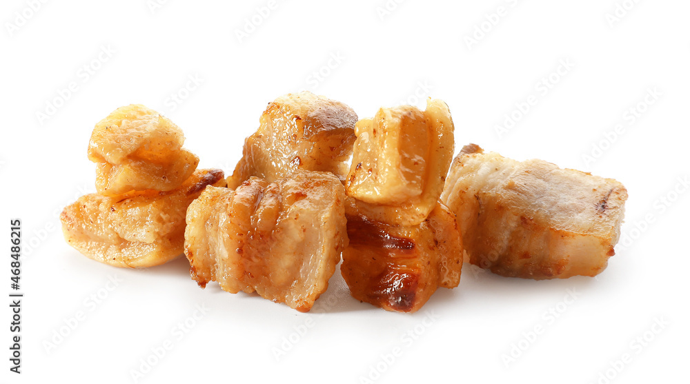 Heap of tasty cracklings on white background Heap of tasty cracklings on white background
