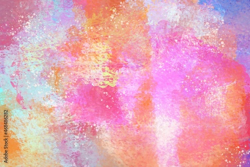abstract pink watercolor background  colorful paint strokes on the canvas  yellow  violet  pink  orange color theme  interior painting  wall decoration  handcrafted abstract texture 