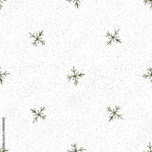Hand Drawn Snowflakes Christmas Seamless Pattern. Subtle Flying Snow Flakes on chalk snowflakes Background. Amusing chalk handdrawn snow overlay. Extraordinary holiday season decoration.