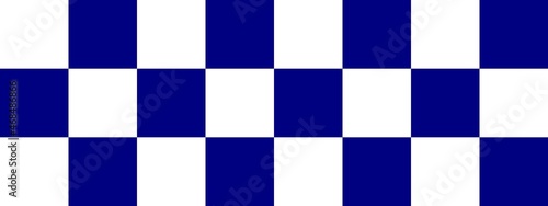 Checkerboard banner. Navy and White colors of checkerboard. Big squares, big cells. Chessboard, checkerboard texture. Squares pattern. Background.