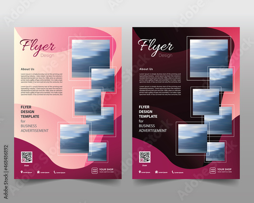 Poster flyer pamphlet brochure cover design layout with spaces for photos in the background. Editable vector illustration template in A4 size