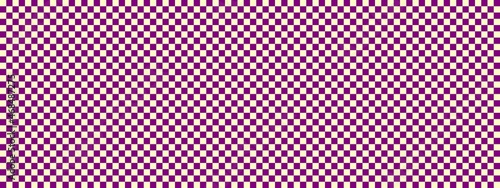Checkerboard banner. Purple and Beige colors of checkerboard. Small squares  small cells. Chessboard  checkerboard texture. Squares pattern. Background.