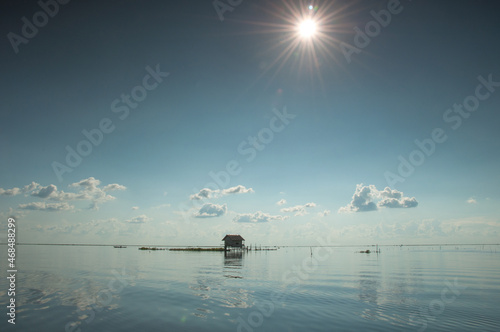 Beautiful blue sky, on the kalang lake. photo