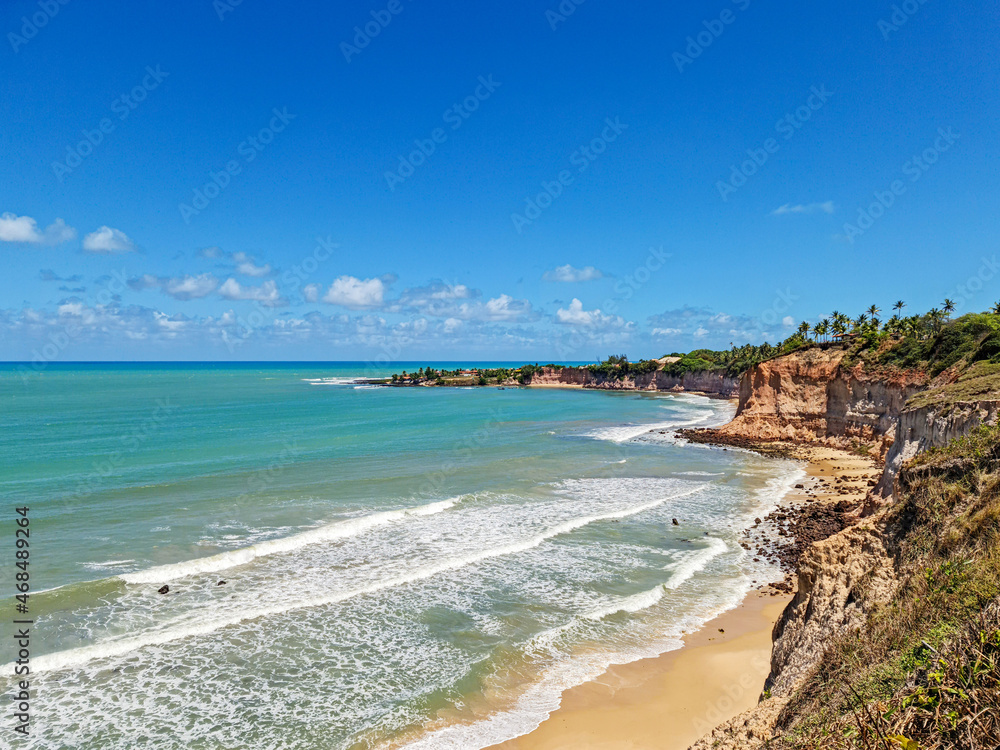 Beach, rocks and sea, Praia de Tabatinga, Nisia Floresta, Rio Grande do Norte, Brazil