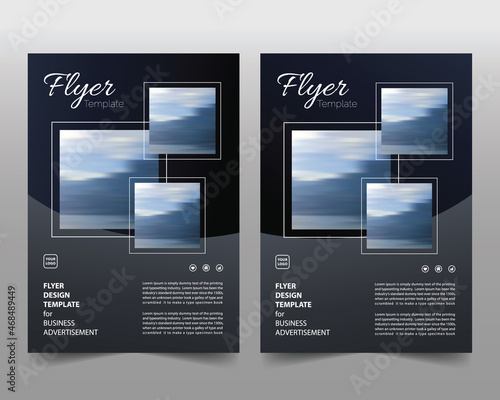 Collection of modern design poster flyer brochure cover layout template with 3 spaces for photos in the background