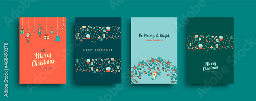 Christmas New Year nature decoration card set