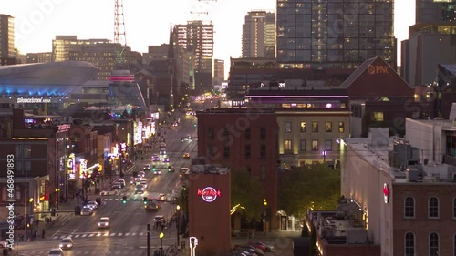 Downtown Nashville Sunset Drone Footage photo