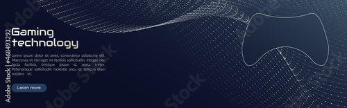 Cloud gaming concept, modern technologies. Vector illustration of a cloud on the background of an abstract gamepad made of various game elements. Design template for web banners, sites.