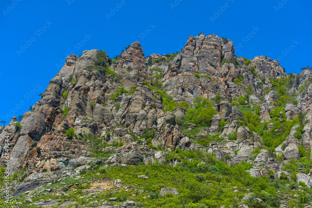 Rock pillars in Valley of Ghosts of the mountain range Demerji,
