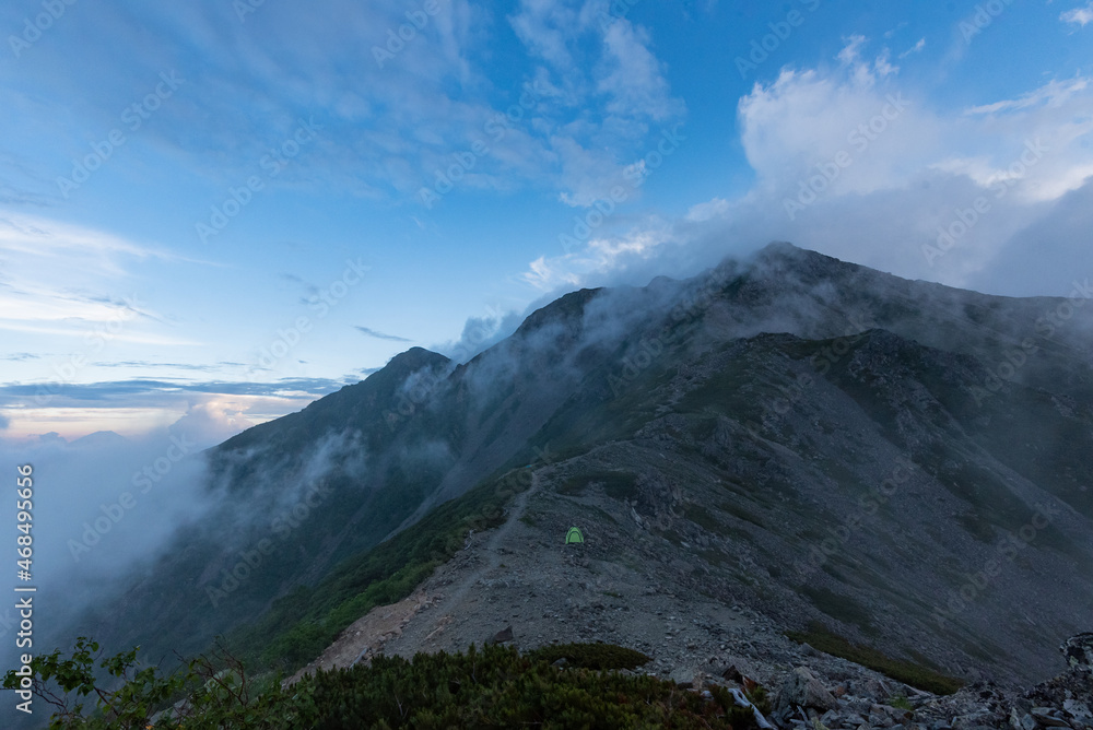 Cloud sea on sunset at Japanese alps