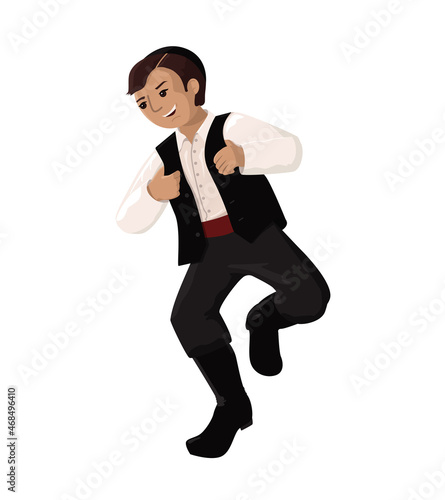 Young Dancers are dancing jewish national dances. Dancing Israeli boy.