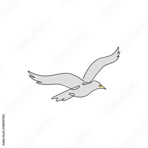 One single line drawing of wild seagull for company business logo identity. Cute bird mascot concept for conservation national park symbol. Continuous line draw design graphic illustration vector