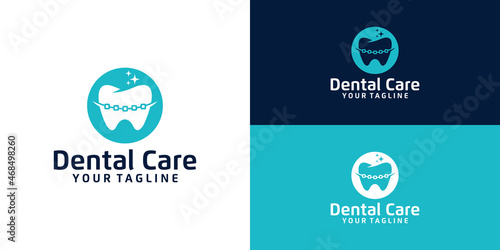 dental care, braces and dental health logo