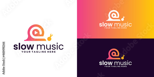 music snail logo design inspiration, slow music,