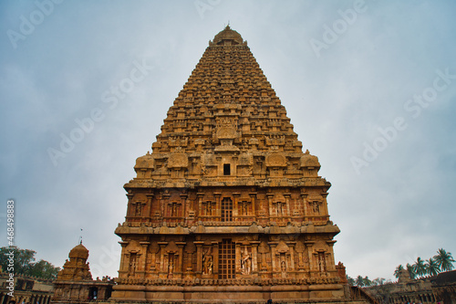 View of the Brihadeeswarar Temple One of the ancient temples in Thanjavur, Tamil Nadu, India.