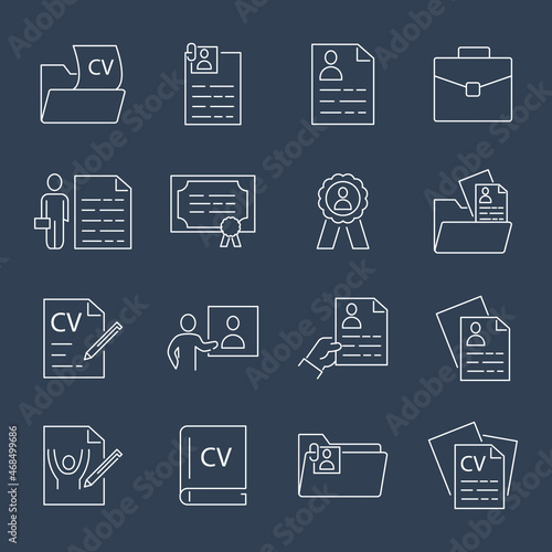 CV and Resume and Self Presentation icons set. CV and Resume and Self Presentation pack symbol vector elements for infographic web