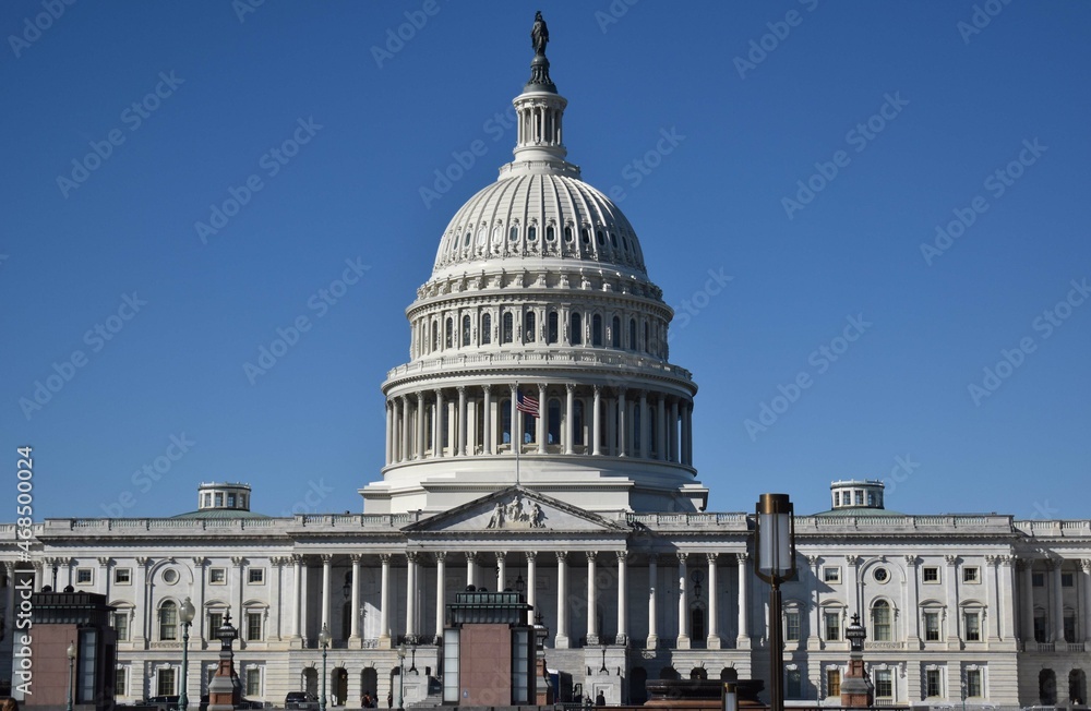 Washington, DC, USA - November 1, 2021: U.S. Capitol Building Viewed from the East on a Bright, Clear Day