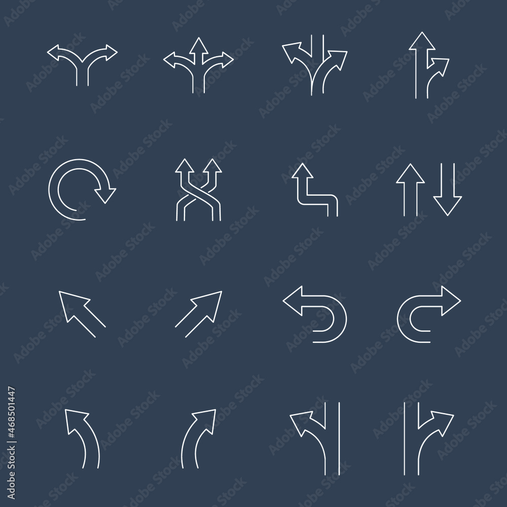 Direction icons set. Direction pack symbol vector elements for infographic web