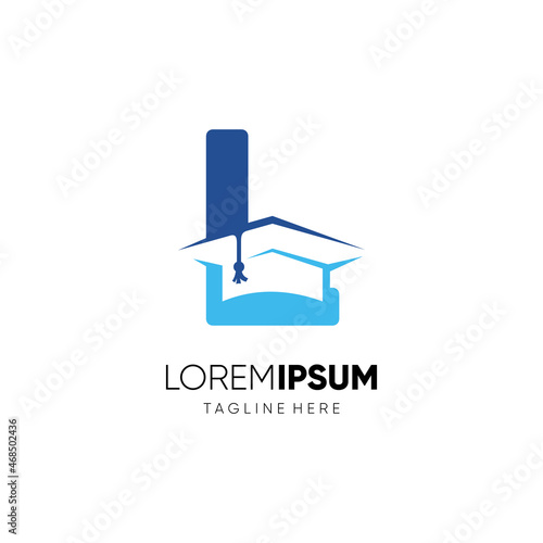 Letter L Graduation Hat Education Logo Design Vector Icon Graphic Emblem Illustration Background Template