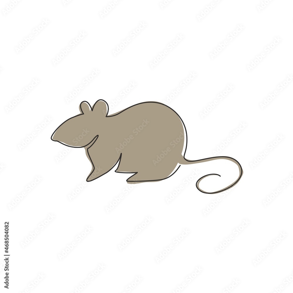 One single line drawing of little cute funny mouse for logo identity. Adorable rodent rodent mascot concept for animal icon. Trendy continuous line graphic draw design vector illustration One single line drawing of little cute funny mouse for logo identity. Adorable rodent rodent mascot concept for animal icon. Trendy continuous line graphic draw design vector illustration