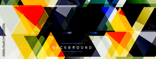 Color triangles composition, geometric abstract background. Techno or business concept, pattern for wallpaper, banner, background, landing page