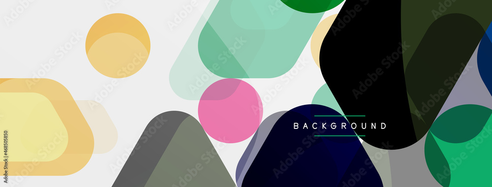 Color bubbles and rounded geometric shapes on white. Vector geometric minimal abstract background for wallpaper, banner, background, landing page Color bubbles and rounded geometric shapes on white. Vector geometric minimal abstract background for wallpaper, banner, background, landing page