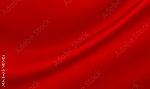 Beautiful Red Silk satin smooth fabric background. Drapery Textile Background. Luxury red cloth or liquid wave or wavy folds of grunge silk texture satin velvet material or luxurious background.Vector