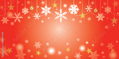 クリスマスの星と雪の結晶の背景イラスト