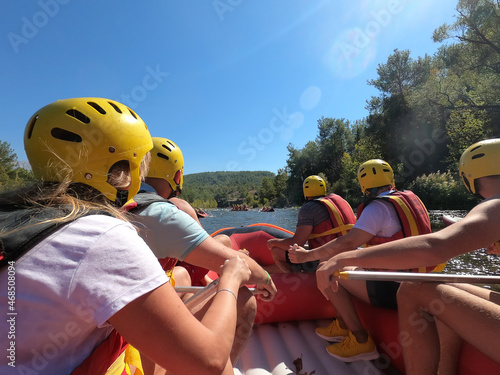 Water rafting on the rapids of river Manavgat in Koprulu Canyon, Turkey. photo