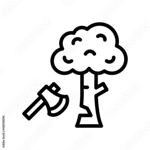Deforestation Icon, Line style icon vector illustration, Suitable for website, mobile app, print, presentation, infographic and any other project.