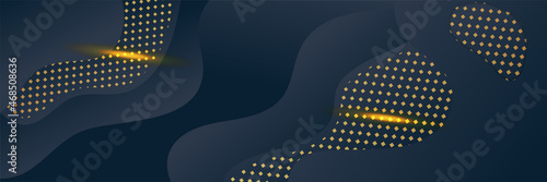 Modern black gold wide banner background. Abstract background for banner design. Web banner, texture, and header for website. Vector abstract graphic design banner pattern background template.