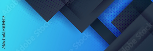Modern blue black wide banner background. Abstract background for banner design. Web banner, texture, and header for website. Vector abstract graphic design banner pattern background template.