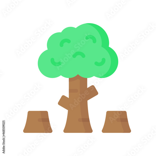 Deforestation Icon, Flat style icon vector illustration, Suitable for website, mobile app, print, presentation, infographic and any other project.