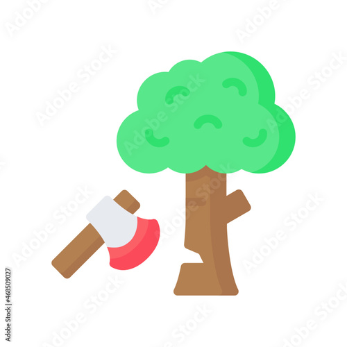 Deforestation Icon, Flat style icon vector illustration, Suitable for website, mobile app, print, presentation, infographic and any other project.