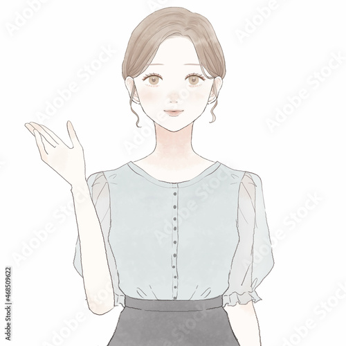 案内している女性