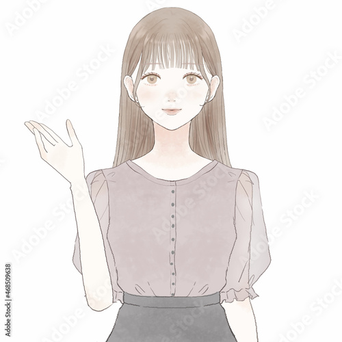 案内している女性