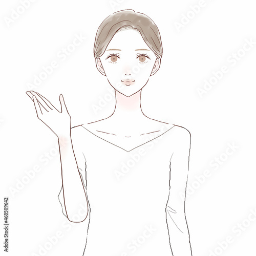 案内している女性